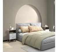 Homcom Bedside Tables Set Of 2, Modern Nightstand With 2 Drawers And Open Cubby In Grey Grey
