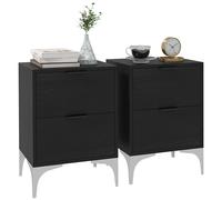 HOMCOM Bedside Tables Set of 2, Modern Nightstand w/ 2 Drawers, Small Sofa End Tables w/ Storage & Steel Legs for Bedroom, Living Room Aosom UK