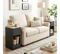 (Black) HOMCOM Bedside Tables Set of 2, Nightstands for Bedroom, Living Room