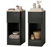 (Black) HOMCOM Bedside Tables Set of 2, Nightstands for Bedroom, Living Room