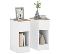 HOMCOM Bedside Tables Set of 2, Nightstands for Bedroom, Living Room, White, White