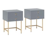 HOMCOM Bedside Tables Set of 2 with 2 Drawers for Bedroom, Grey
