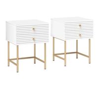 HOMCOM Bedside Tables Set of 2 with 2 Drawers for Bedroom - White | TJ Hughes