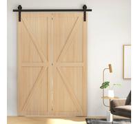 Homcom Bi-Folding Sliding Barn Door Hardware Kit Sliding Door Kit In Black Black