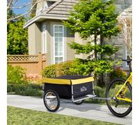 HOMCOM Bicycle Bike Cargo Wagon Trailer Folding Storage Oxford Fabric Cover Yellow in Black HOMCOM Black