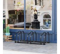 Homcom Bicycle Parking Cycle Floor Rack Stand Storage Mount Holder Steel Pipe Locking In Black Black 6