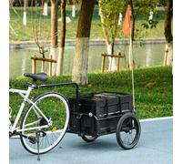 HOMCOM Bicycle Trailer with Foldable Storage Box and Pneumatic Tyres, Black - Black