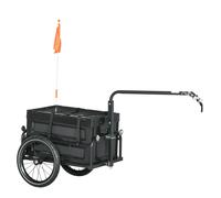 HOMCOM Bicycle Trailer with Foldable Storage Box and Pneumatic Tyres, Black, Black