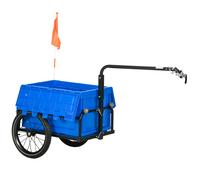 HOMCOM Bicycle Trailer With Foldable Storage Box And Pneumatic Tyres, Blue, Blue