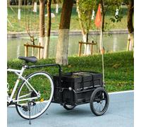 Homcom Bicycle Trailer With Foldable Storage Box And Pneumatic Tyres In Black Black