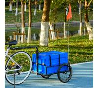 HOMCOM Bicycle Trailer With Foldable Storage Box And Pneumatic Tyres - Blue/Black - Blue | TJ Hughes