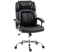 HOMCOM Big and Tall Office Chair 180kg with Spring Cushion, PU Leather - Black
