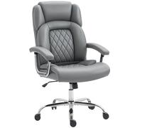 HOMCOM Big and Tall Office Chair 180kg with Spring Cushion, PU Leather - Grey