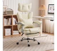 Homcom Big And Tall Office Chair With Lumbar Support, Beige