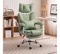 Homcom Big And Tall Office Chair With Lumbar Support, Light Green