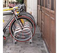 HOMCOM Four-Bike Parking Rack and Storage Stand - Detachable Single-Bike Option, Heavy-Duty Galvanised Steel, Silver AA0-024V01SR