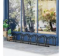 HOMCOM Bike Parking Rack Bicycle Locking Storage Stand for 4 Cycling Silver - Black - 179cmx33cmx27cm