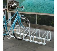 HOMCOM Bike Parking Rack Bicycle Locking Storage Stand for 5 Cycling Silver