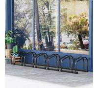 HOMCOM Bike Parking Rack Bicycle Locking Storage Stand for 4 Cycling Silver - 6 Racks - Black