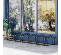 HOMCOM Bike Parking Rack Bicycle Locking Storage Stand for 4 Cycling Silver - 6 Racks - Black