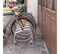 HOMCOM Bike Parking Rack Bicycle Locking Storage Stand for 4 Cycling Silver - Silver - 110cmx33cmx27cm
