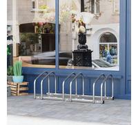 Homcom Bike Parking Rack Bicycle Locking Storage Stand For Cycling In Silver