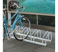 HOMCOM Bike Parking Rack Bicycle Locking Storage Stand for 5 Cycling Silver