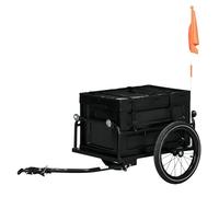 HOMCOM Bicycle Trailer With 65L Foldable Storage Box And Pneumatic Tyres, Black, Black