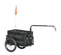 HOMCOM Bike Trailer, Bicycle Cargo Trailer Wagon Cart with 65L Foldable Storage Box, Pneumatic Tyres and Safe Reflectors, Max Load 40KG, Black