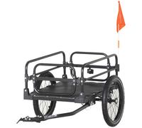 HOMCOM Bike Trailer Wagon Bicycle Cargo Trailer w/ Suspension - 2 Wheels - Black | TJ Hughes