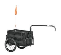 HOMCOM Bike Trailer with 65L Foldable Storage Box Max Load 40KG | Bicycle Cargo Trailer Wagon Cart, Pneumatic Tyres, Safe Reflectors