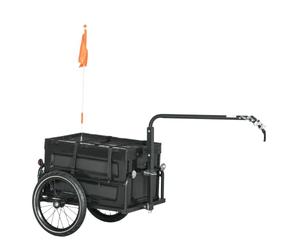 HOMCOM Bike Trailer with 65L Foldable Storage Box Max Load 40KG | Bicycle Cargo Trailer Wagon Cart, Pneumatic Tyres, Safe Reflectors