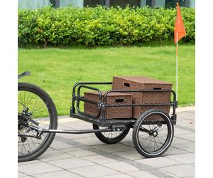 Homcom Biketrailer Bike Wagon Bicycle Cargo Trailer W/ Suspension, 2 Wheels, Black Black