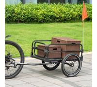 HOMCOM Bike Trailer Wagon Bicycle Cargo Trailer w/ Suspension, 2 Wheels, Black - Black