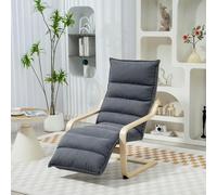 HOMCOM Birch Wood Lounge Chair for Living Room, Bedroom, Black - Dark Grey