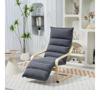 HOMCOM Birch Wood Lounge Chair For Living Room - Bedroom - Grey | TJ Hughes