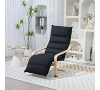HOMCOM Birch Wood Lounge Chair for Living Room, Bedroom, Black