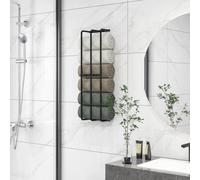 HOMCOM Black Metal Wall Mounted Towel Rack, 3 Bar, Holds 6 Towels, 74cmH, 20kg Load, Pre-Drilled, 850-314V00BK