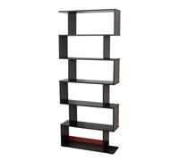 Homcom Black S-Shaped Bookcase | 6-Tier Room Divider Shelves