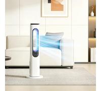 HOMCOM Bladeless Tower Fan, 35dB Standing Cooling Fan with Oscillating - Bladeless Tower Fan - ABS, Metal - White