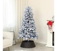HOMCOM Blue Artificial Christmas Tree with Snow, Flocked Hinged Xmas Tree | Size: 6ft HOMCOM Blue 6ft