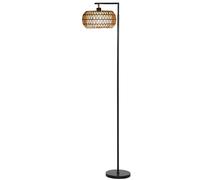 HOMCOM Boho Floor Lamp with Double Shade, Dimmable Standing Lamp with Remote and Foot Switch, 3 Colour Temperatures and Timer for Living Room, Bedroom, Office, Black
