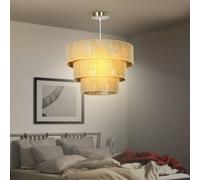 Homcom Boho Hemp Rope Pendant Light, Ceiling Light For Bedroom, Light Brown Light Brown