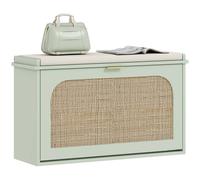 Homcom Boho Shoe Bench With Padded Seat And Flip-Drawer In Light Green Light Green