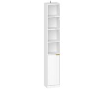 HOMCOM Bookcase Adjustable Shelf Bookshelf Anti-Tip Hardware 6-Tier Storage Cabinet White Wood Effect