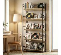 HOMCOM Bookcase Anti-Slip Design 5-Tier - 80 x 35 x 174 cm - Oak