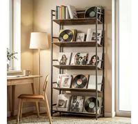 HOMCOM Bookcase Anti-Slip Design 5-Tier - 80 x 35 x 174 cm - Rustic Brown