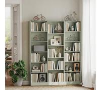 HOMCOM Bookcase Freestanding Open Storage Shelf with 17 Compartments in Light Green HOMCOM Light Green