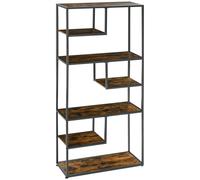 Homcom Bookcase Industrial 6 Shelves Rustic Brown/Black