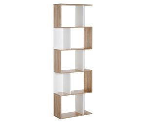 HOMCOM Bookcase Scandi 5 Shelves White/Oak Effect